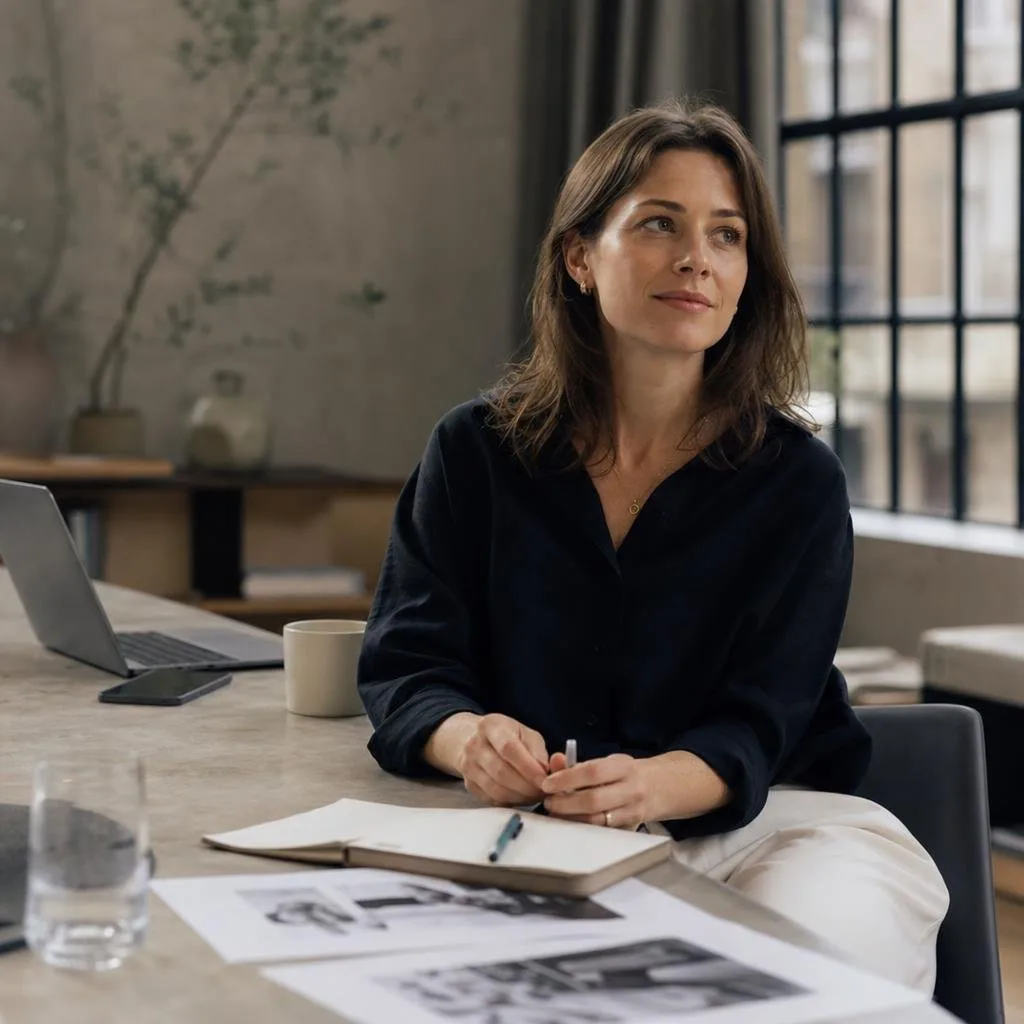 Quiet agency corner with a phone and press notes